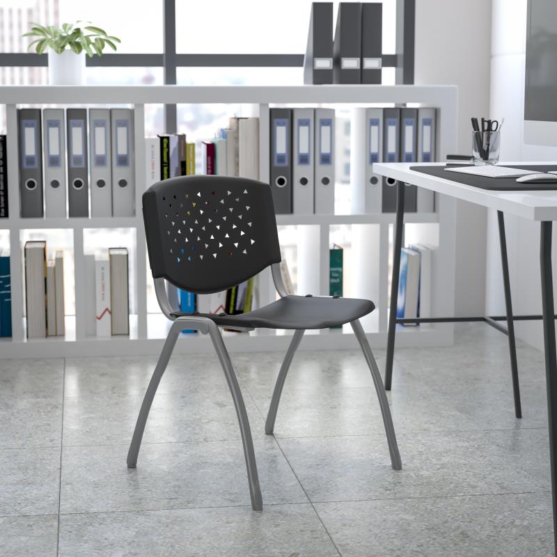 HERCULES Series Plastic Stack Chair with Titanium Gray Powder Coated Frame - 880 lb. Capacity by Flash Furniture