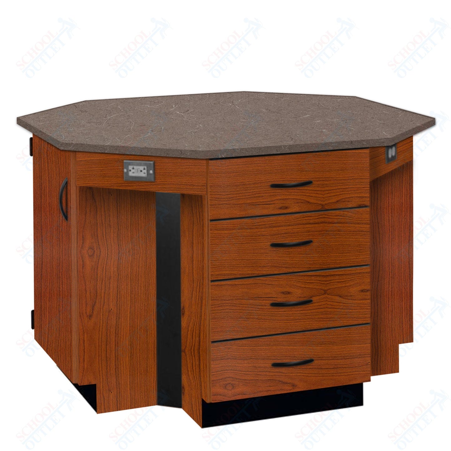 56"W Chemical Resistant Laminate Top Four Student Octagon Island Table (84070 K36 21)