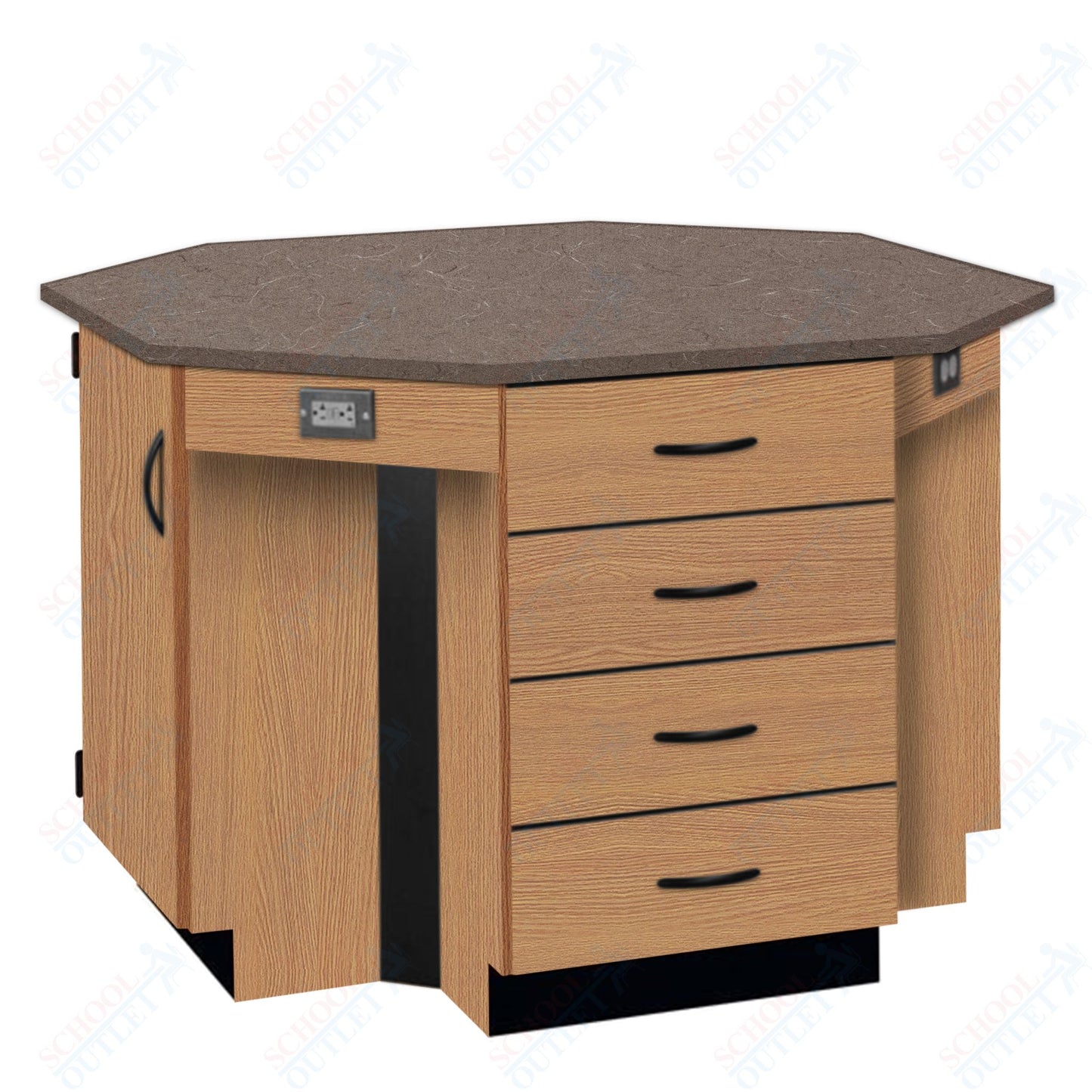 56"W Chemical Resistant Laminate Top Four Student Octagon Island Table (84070 K36 21)