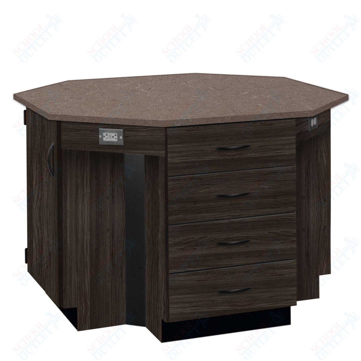 56"W Chemical Resistant Laminate Top Four Student Octagon Island Table (84070 K36 21)