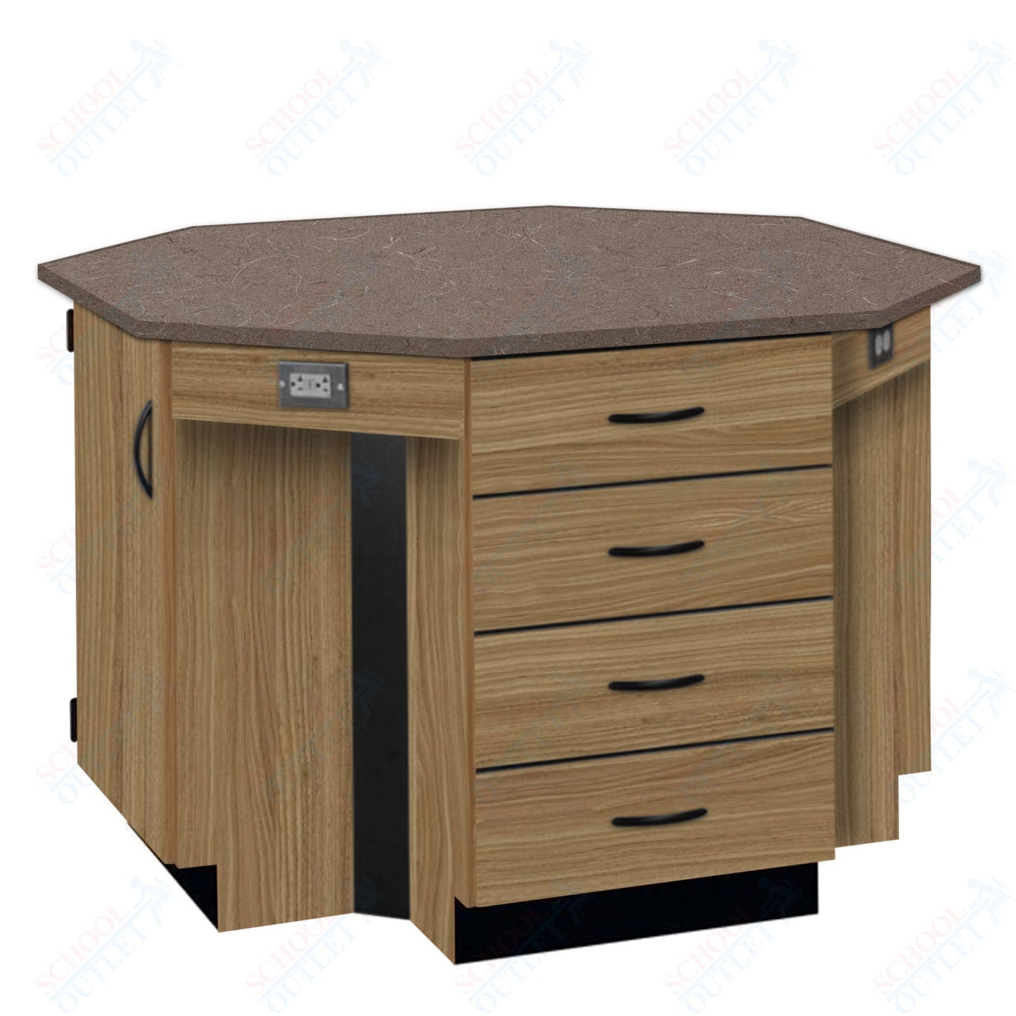 56"W Chemical Resistant Laminate Top Four Student Octagon Island Table (84070 K36 21)