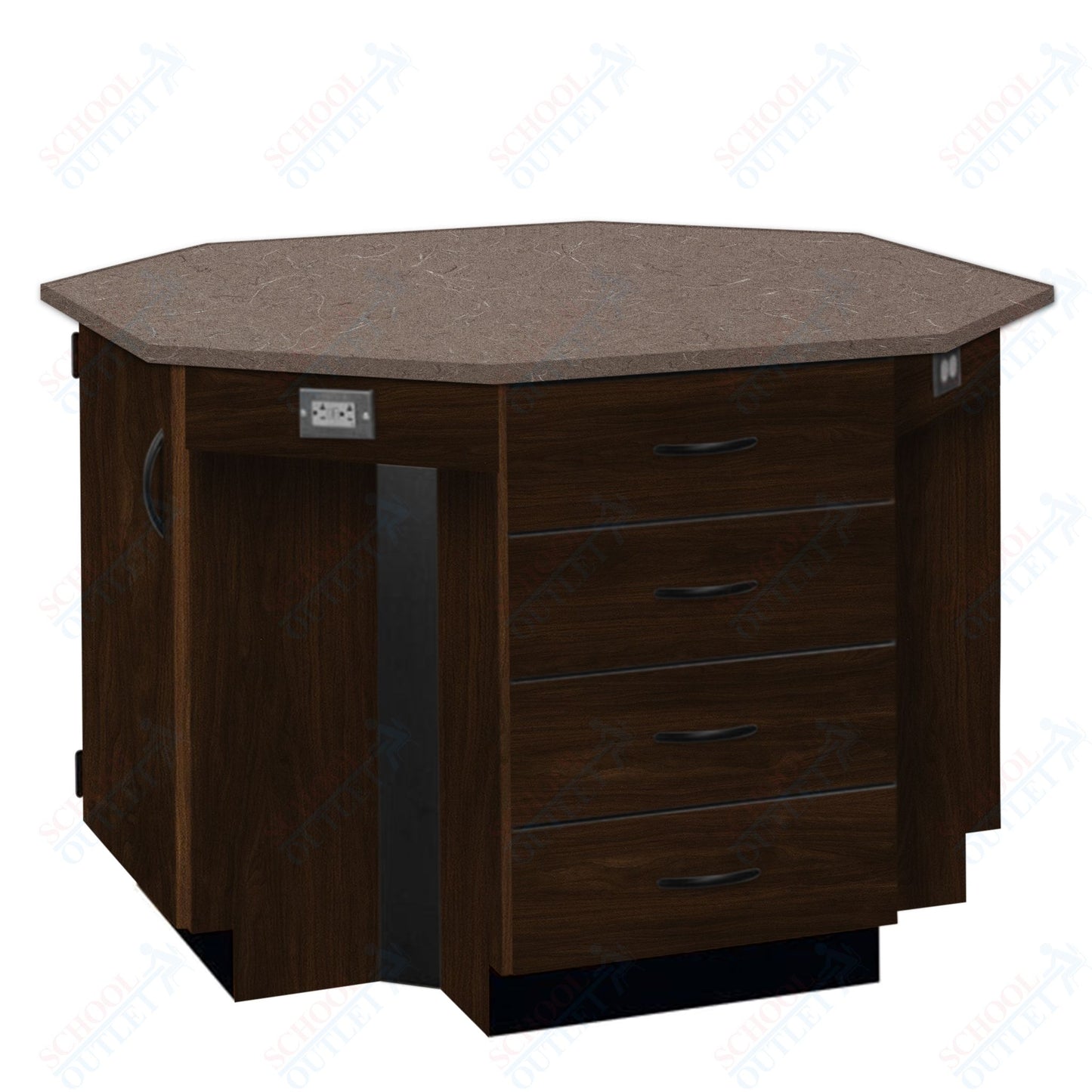 56"W Chemical Resistant Laminate Top Four Student Octagon Island Table (84070 K36 21)