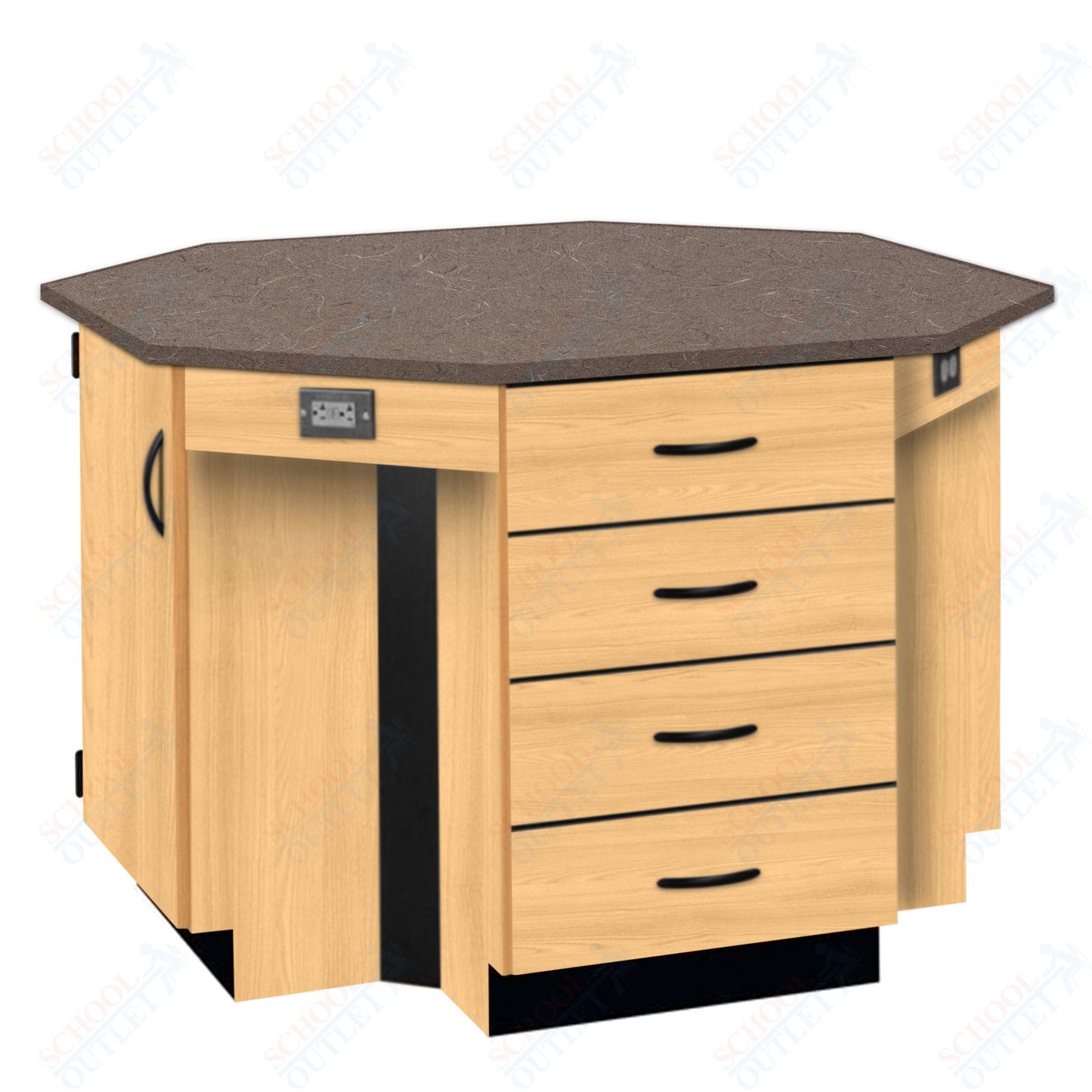 56"W Chemical Resistant Laminate Top Four Student Octagon Island Table (84070 K36 21)