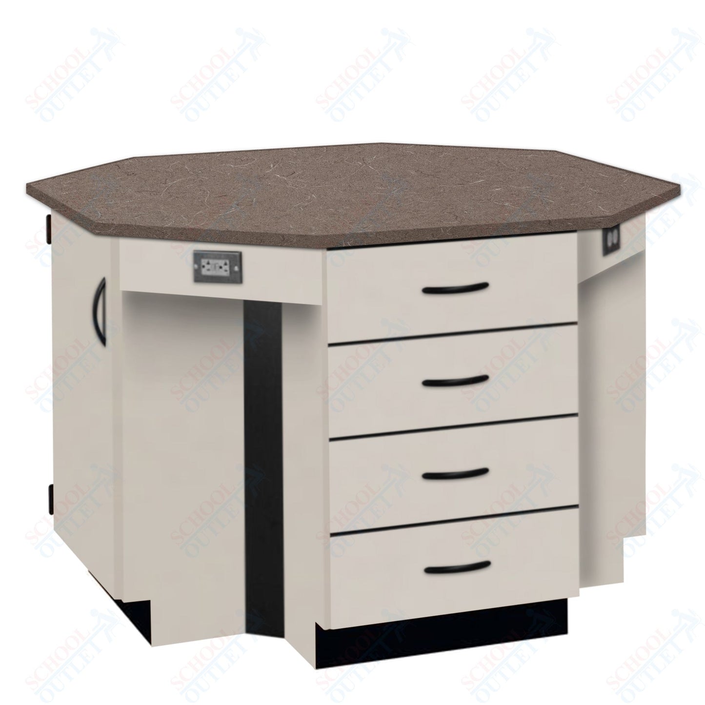 56"W Chemical Resistant Laminate Top Four Student Octagon Island Table (84070 K36 21)