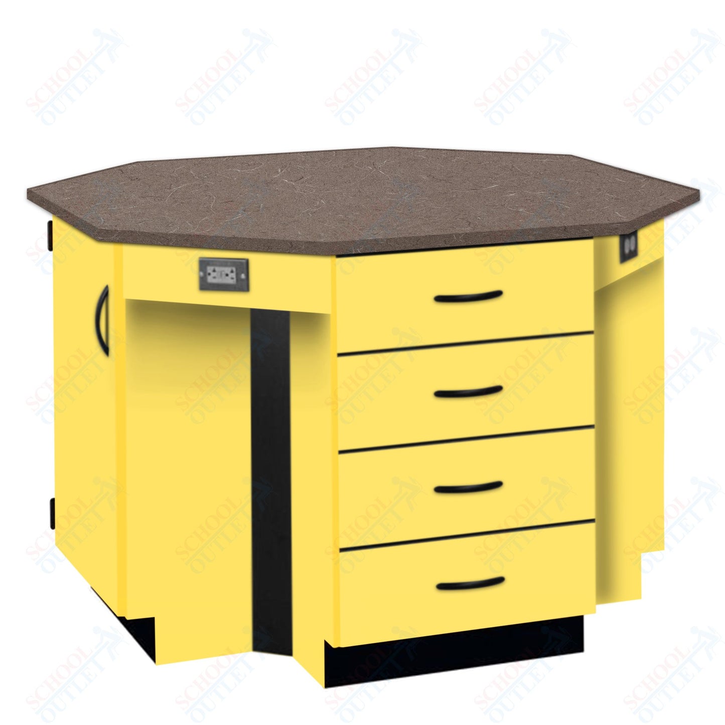 56"W Chemical Resistant Laminate Top Four Student Octagon Island Table (84070 K36 21)