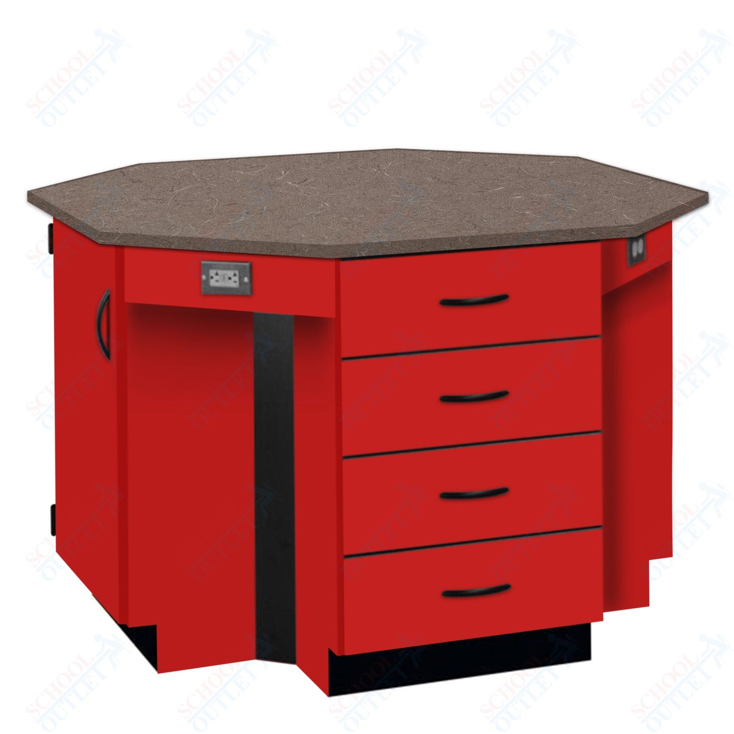 56"W Chemical Resistant Laminate Top Four Student Octagon Island Table (84070 K36 21)