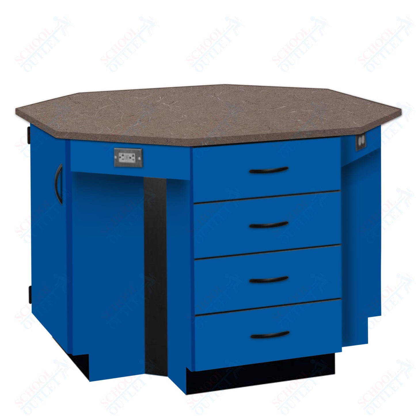 56"W Chemical Resistant Laminate Top Four Student Octagon Island Table (84070 K36 21)