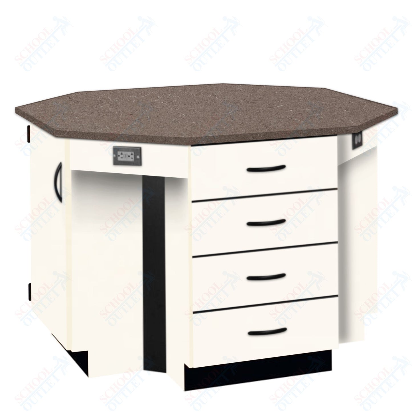 56"W Chemical Resistant Laminate Top Four Student Octagon Island Table (84070 K36 21)