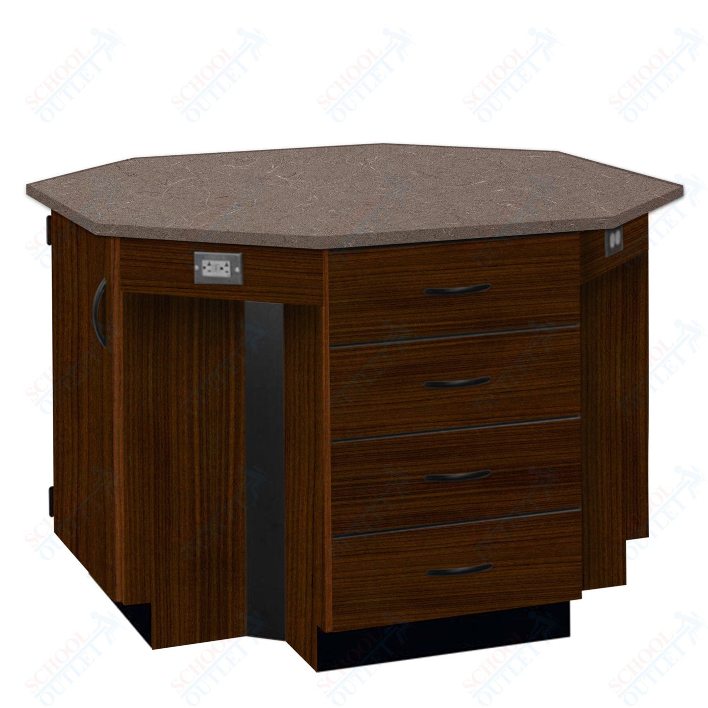 56"W Chemical Resistant Laminate Top Four Student Octagon Island Table (84070 K36 21)