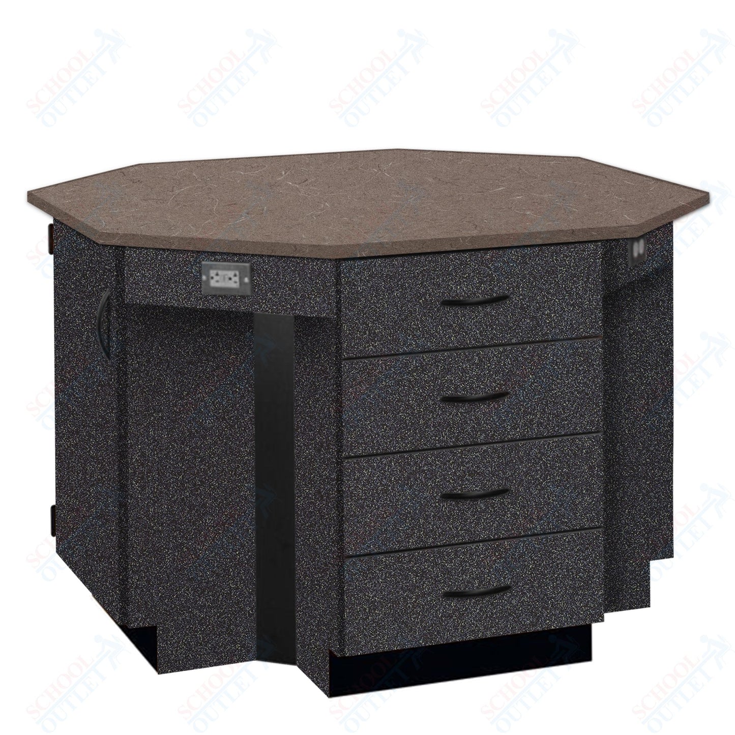 56"W Chemical Resistant Laminate Top Four Student Octagon Island Table (84070 K36 21)