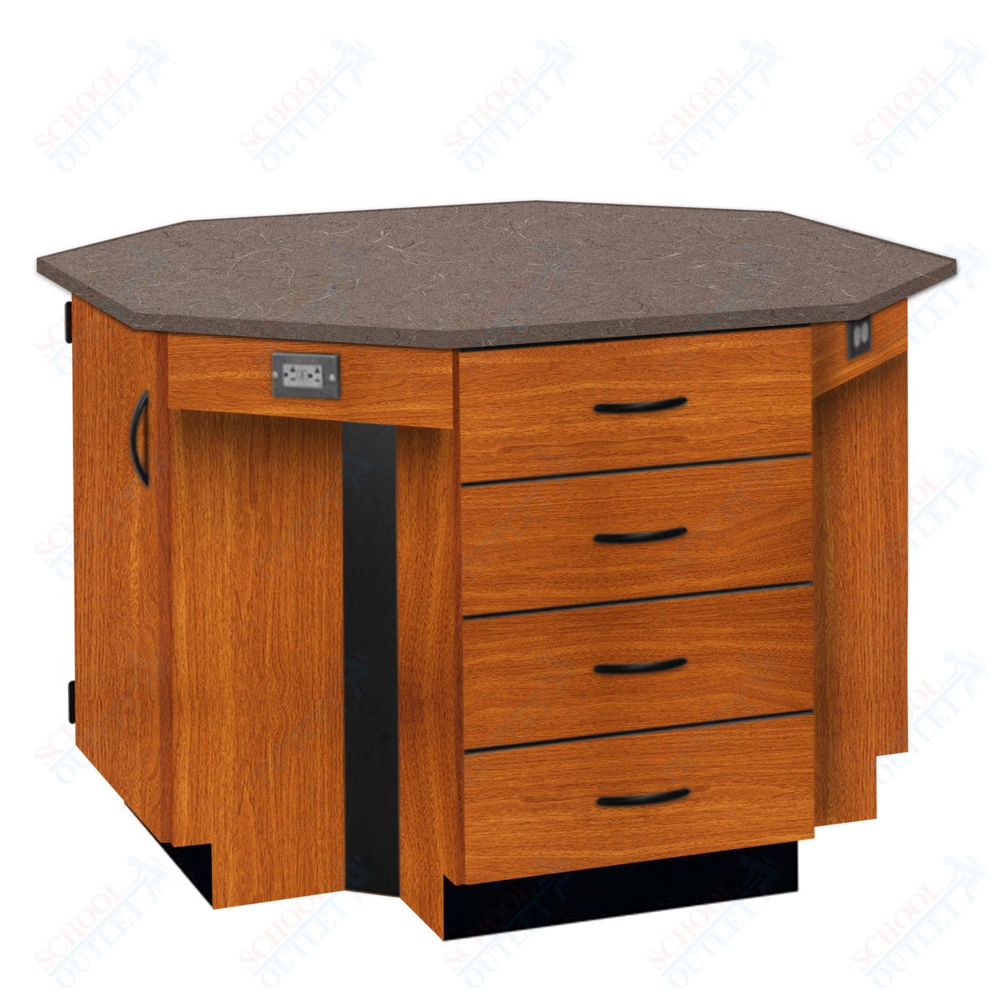 56"W Chemical Resistant Laminate Top Four Student Octagon Island Table (84070 K36 21)