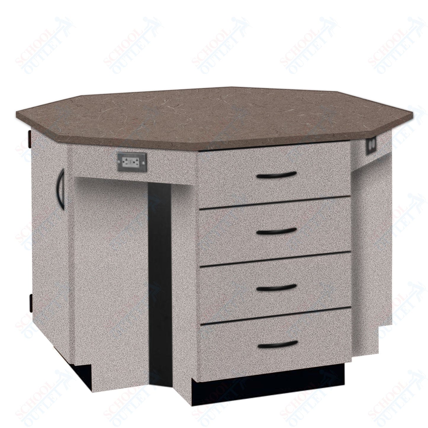 56"W Chemical Resistant Laminate Top Four Student Octagon Island Table (84070 K36 21)