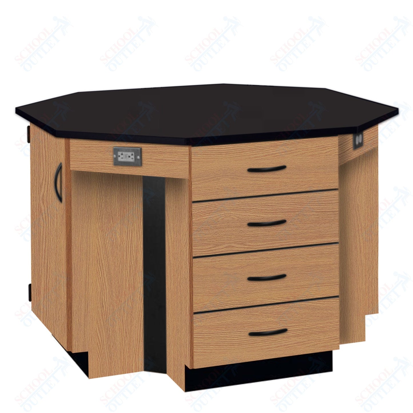 56"W Chemical Resistant Laminate Top Four Student Octagon Island Table (84070 K36 21)