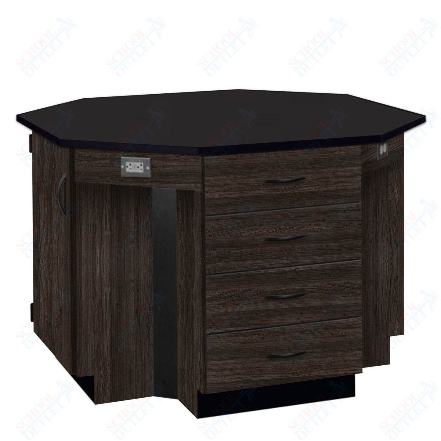 56"W Chemical Resistant Laminate Top Four Student Octagon Island Table (84070 K36 21)