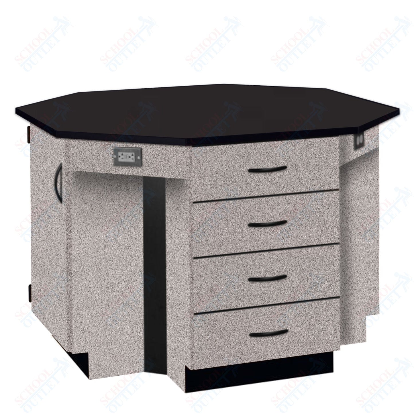 56"W Chemical Resistant Laminate Top Four Student Octagon Island Table (84070 K36 21)