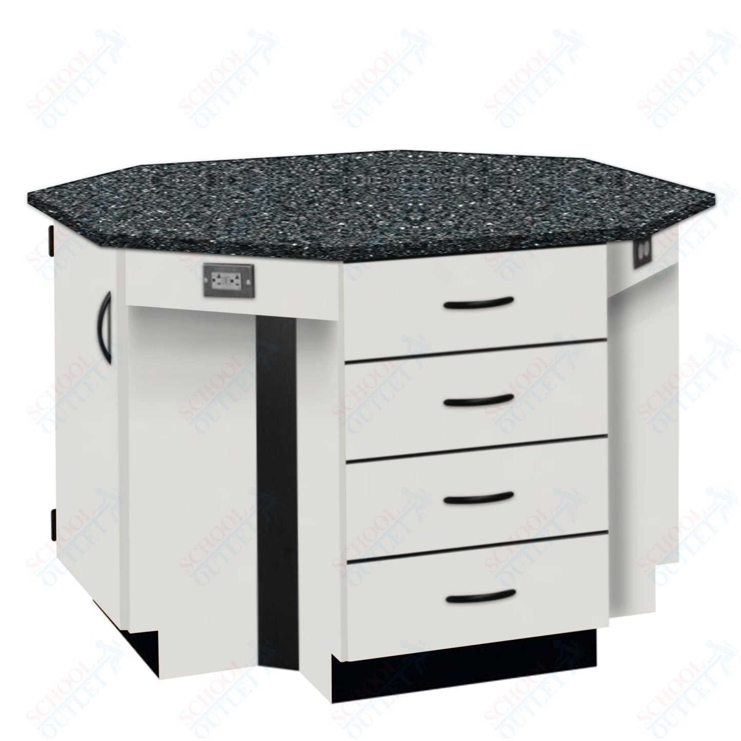 56"W Chemical Resistant Laminate Top Four Student Octagon Island Table (84070 K36 21)