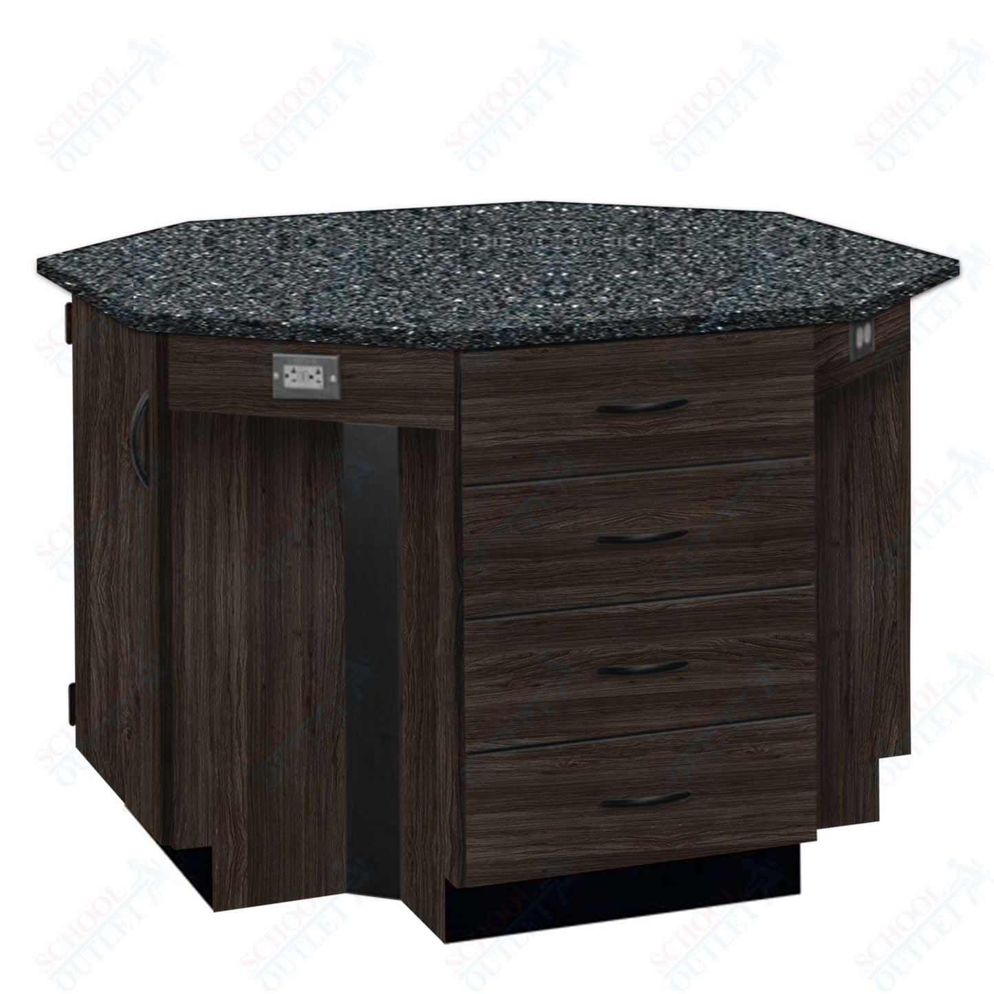 56"W Chemical Resistant Laminate Top Four Student Octagon Island Table (84070 K36 21)