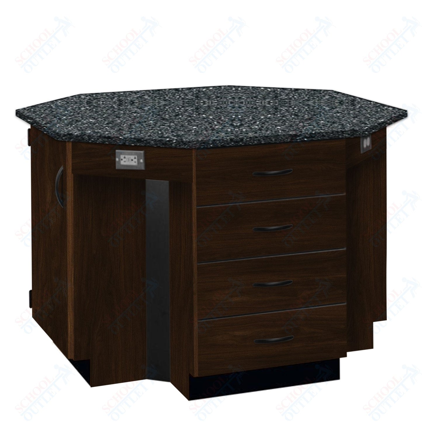 56"W Chemical Resistant Laminate Top Four Student Octagon Island Table (84070 K36 21)