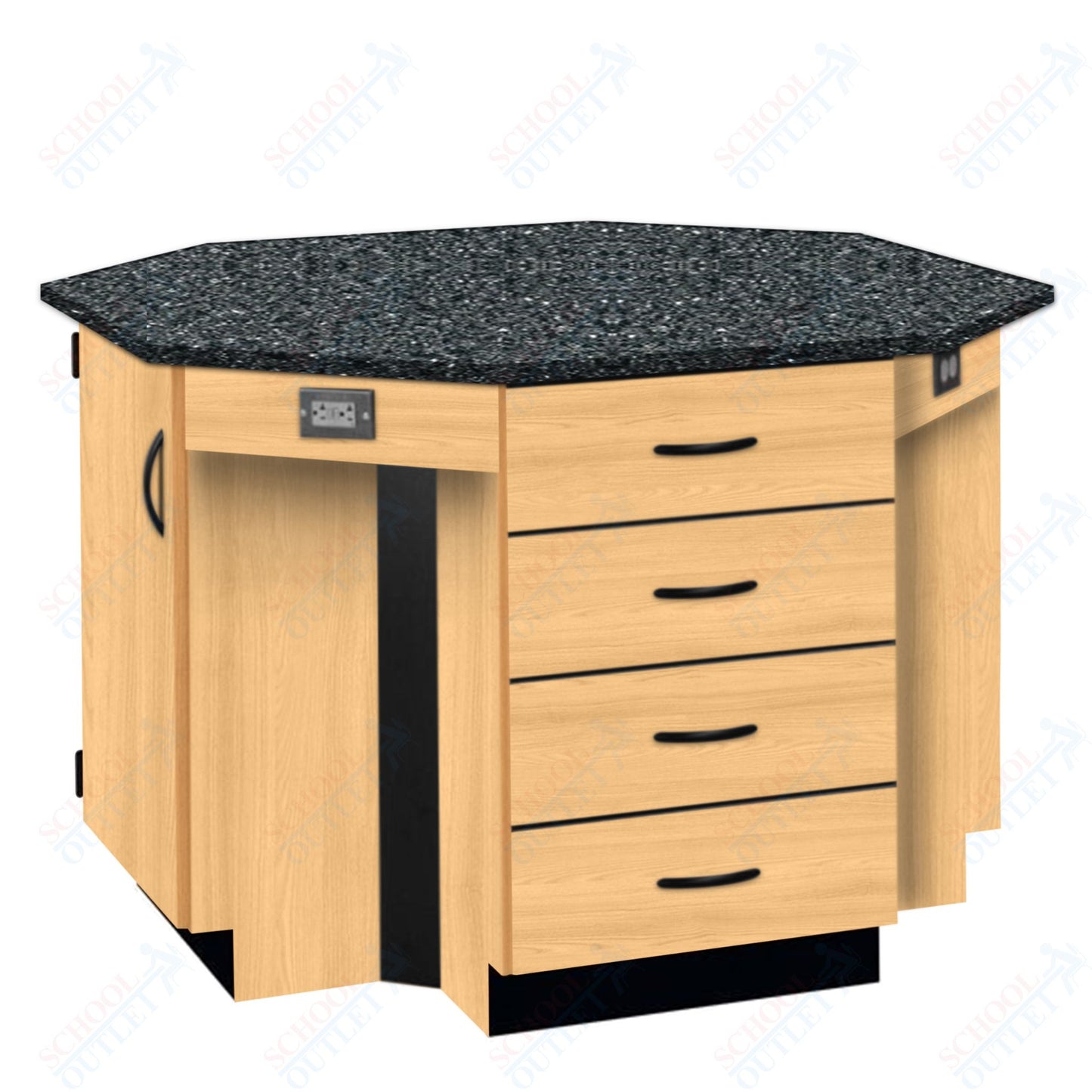 56"W Chemical Resistant Laminate Top Four Student Octagon Island Table (84070 K36 21)