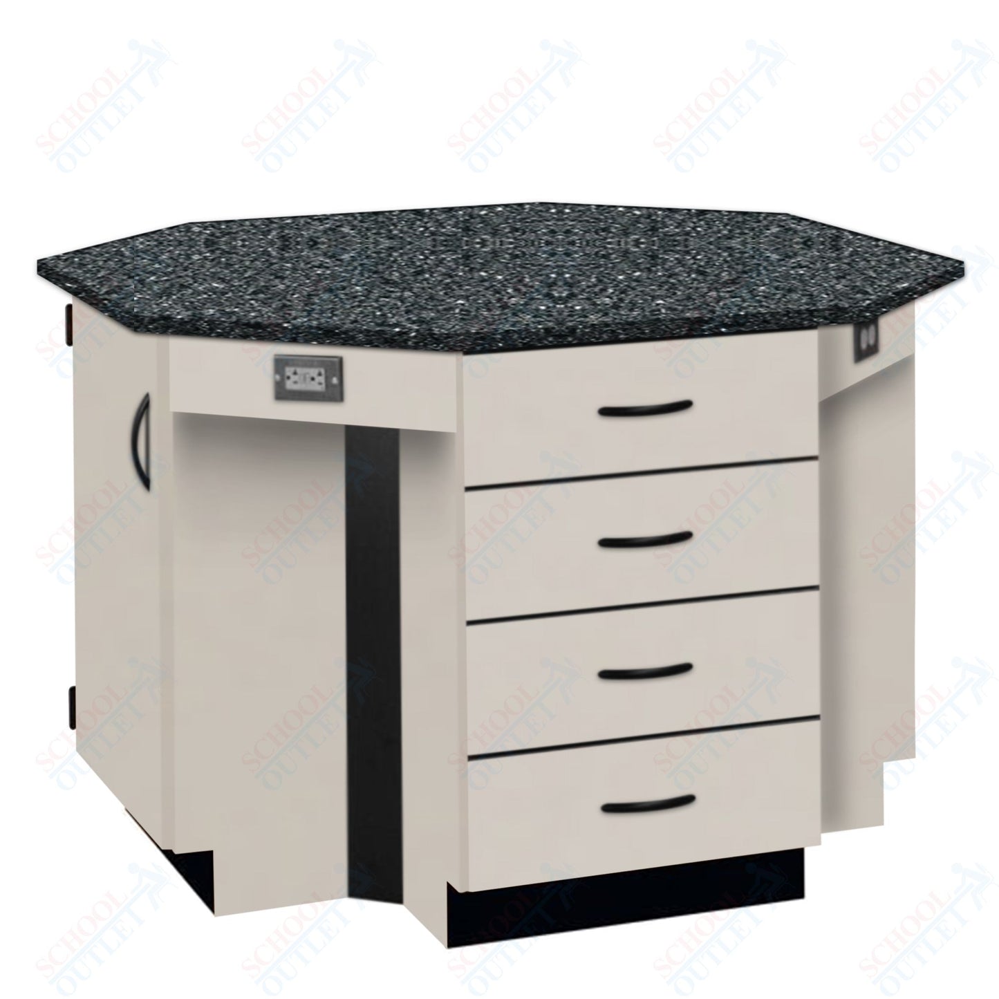 56"W Chemical Resistant Laminate Top Four Student Octagon Island Table (84070 K36 21)