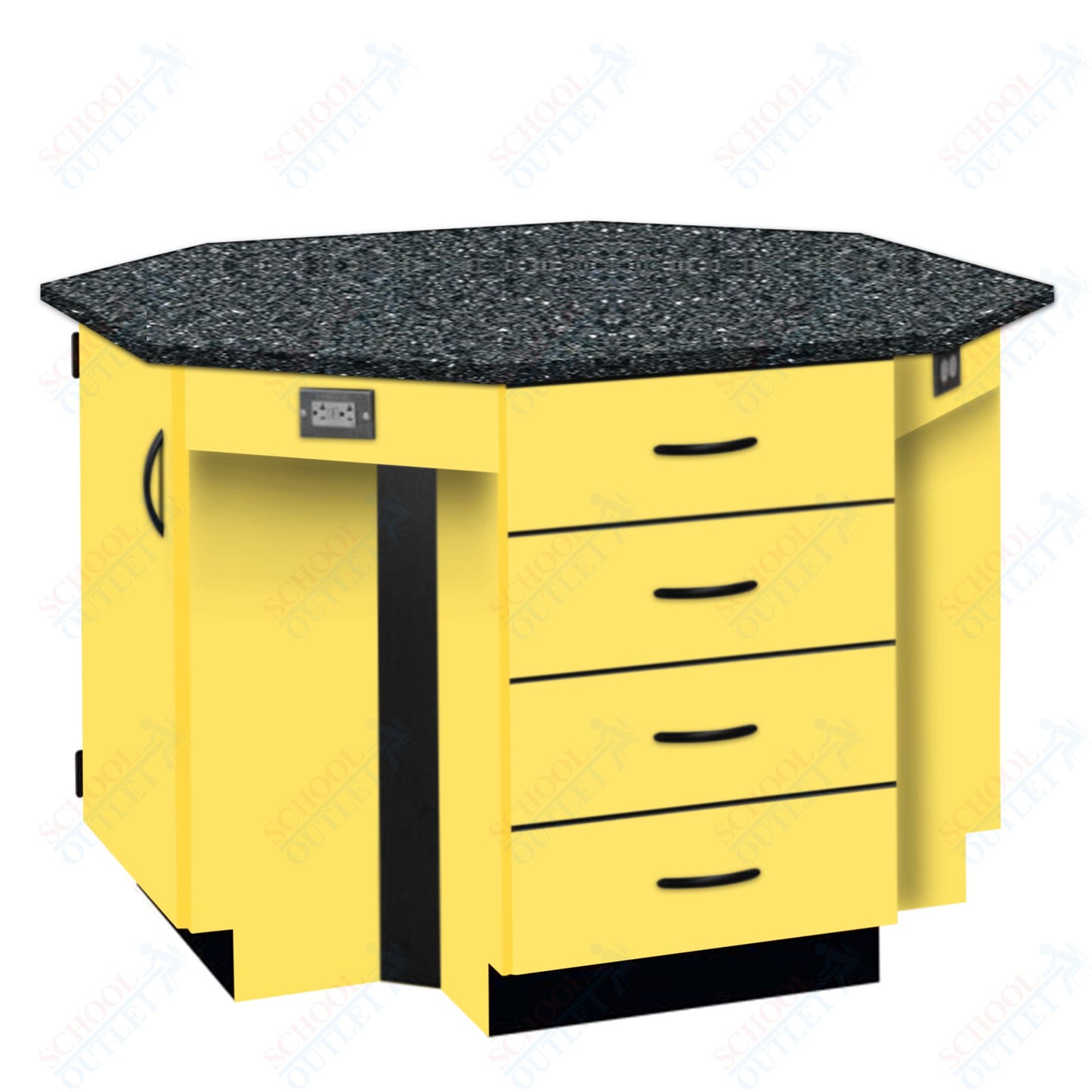 56"W Chemical Resistant Laminate Top Four Student Octagon Island Table (84070 K36 21)