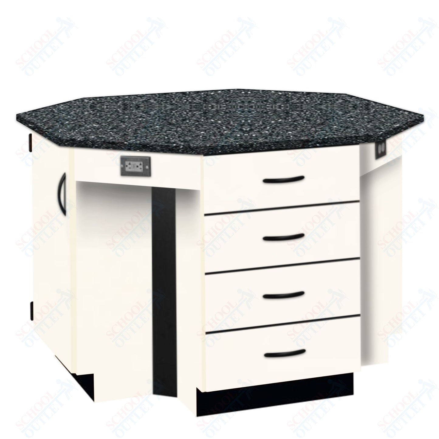 56"W Chemical Resistant Laminate Top Four Student Octagon Island Table (84070 K36 21)