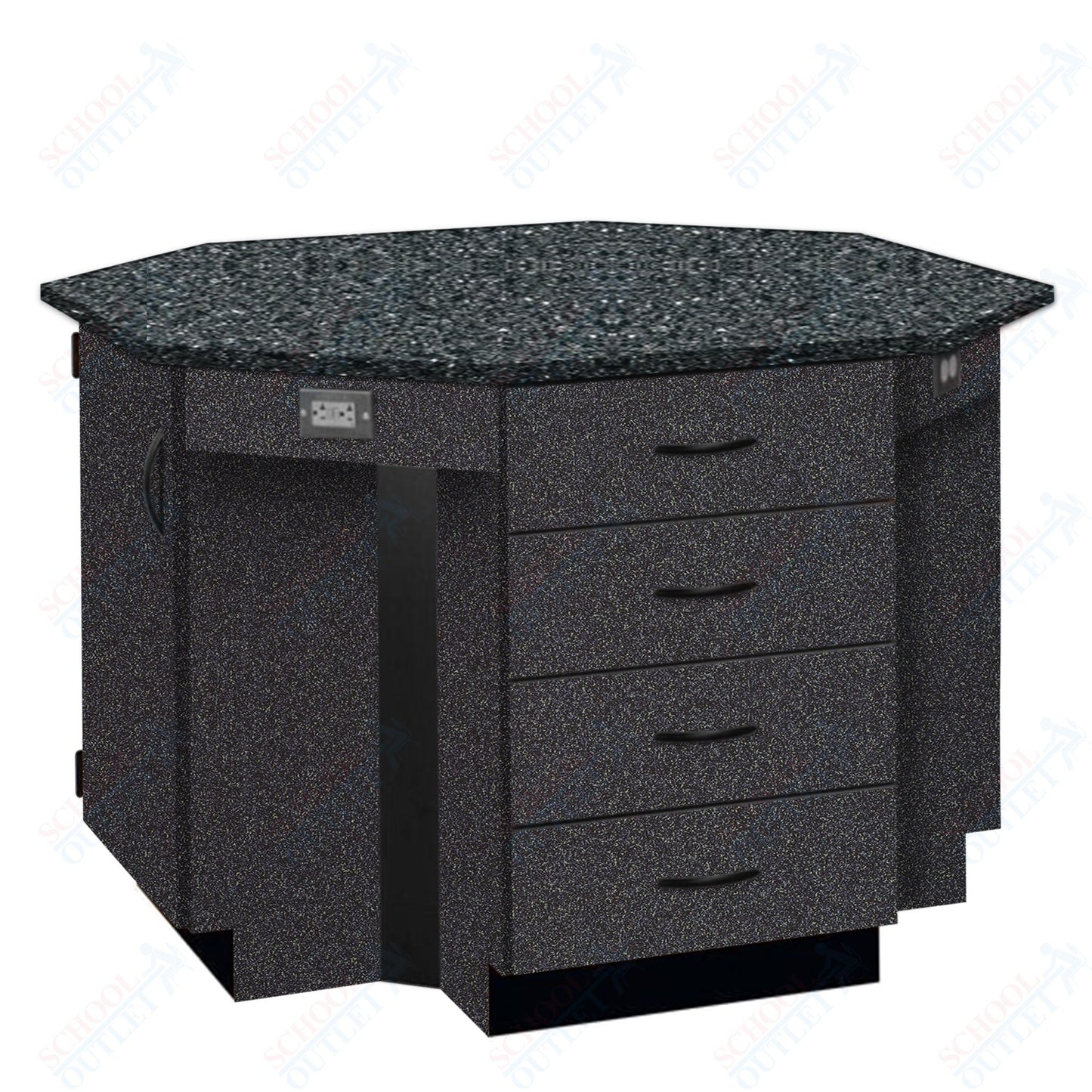 56"W Chemical Resistant Laminate Top Four Student Octagon Island Table (84070 K36 21)