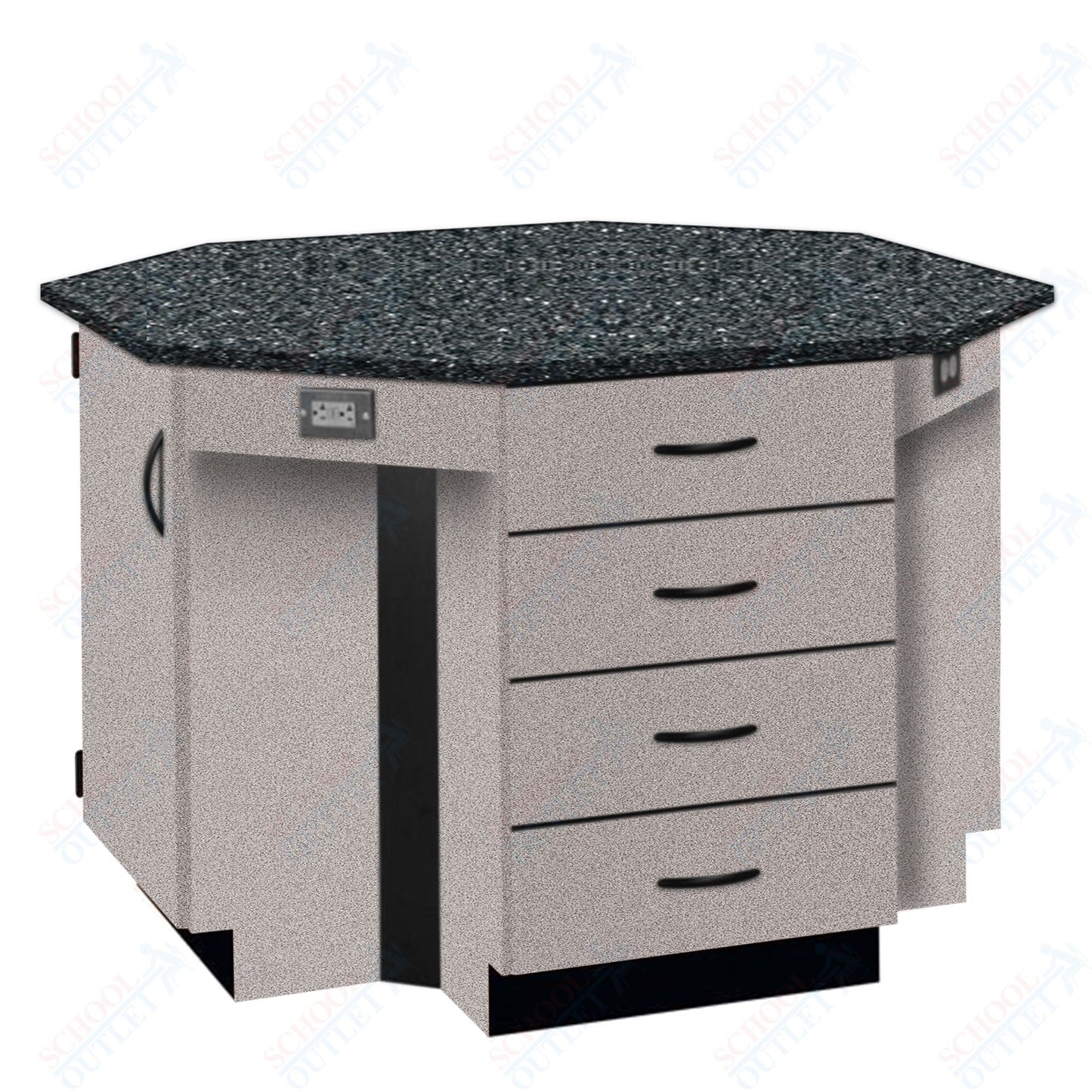 56"W Chemical Resistant Laminate Top Four Student Octagon Island Table (84070 K36 21)