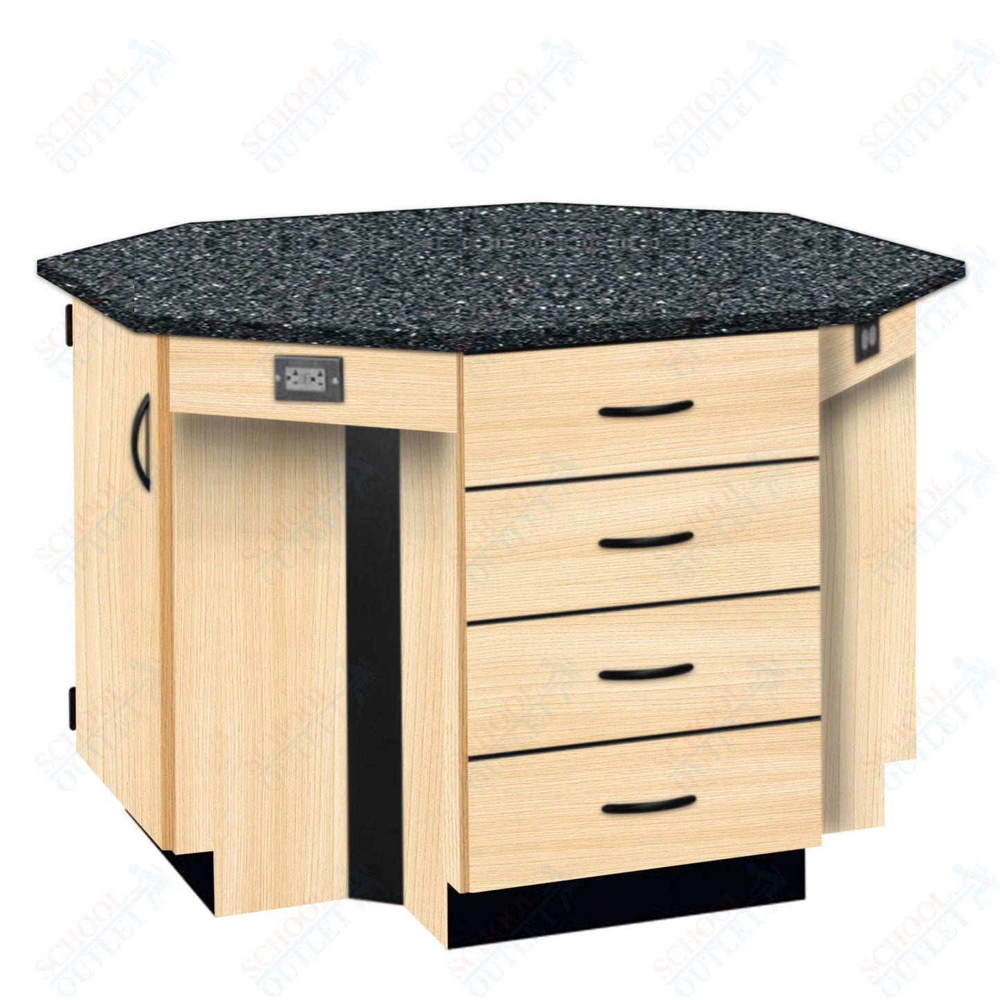 56"W Chemical Resistant Laminate Top Four Student Octagon Island Table (84070 K36 21)