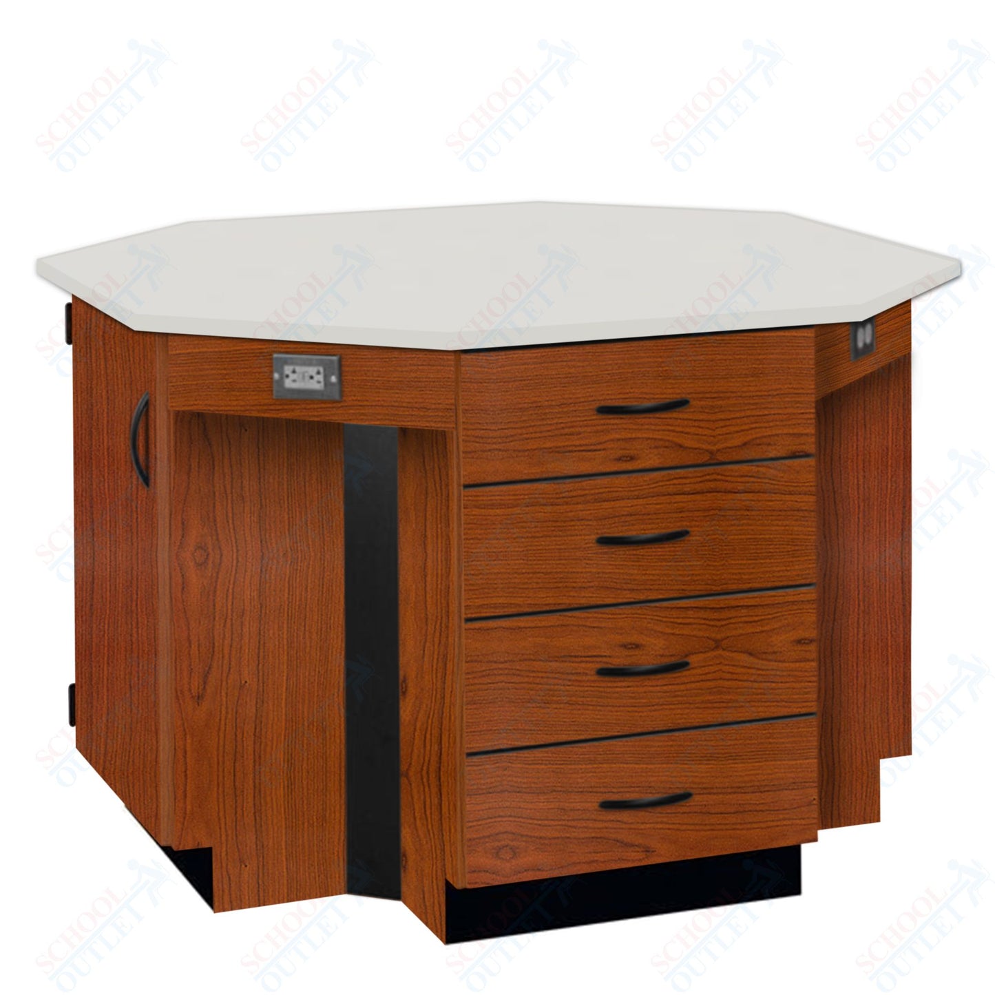 56"W Chemical Resistant Laminate Top Four Student Octagon Island Table (84070 K36 21)