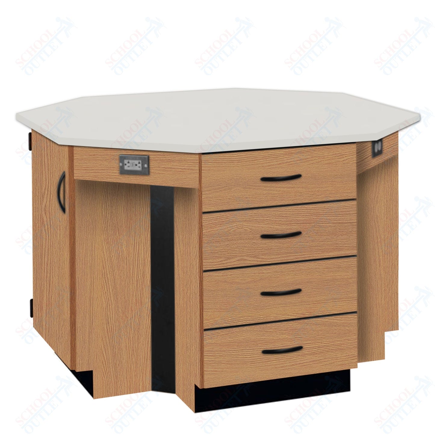 56"W Chemical Resistant Laminate Top Four Student Octagon Island Table (84070 K36 21)