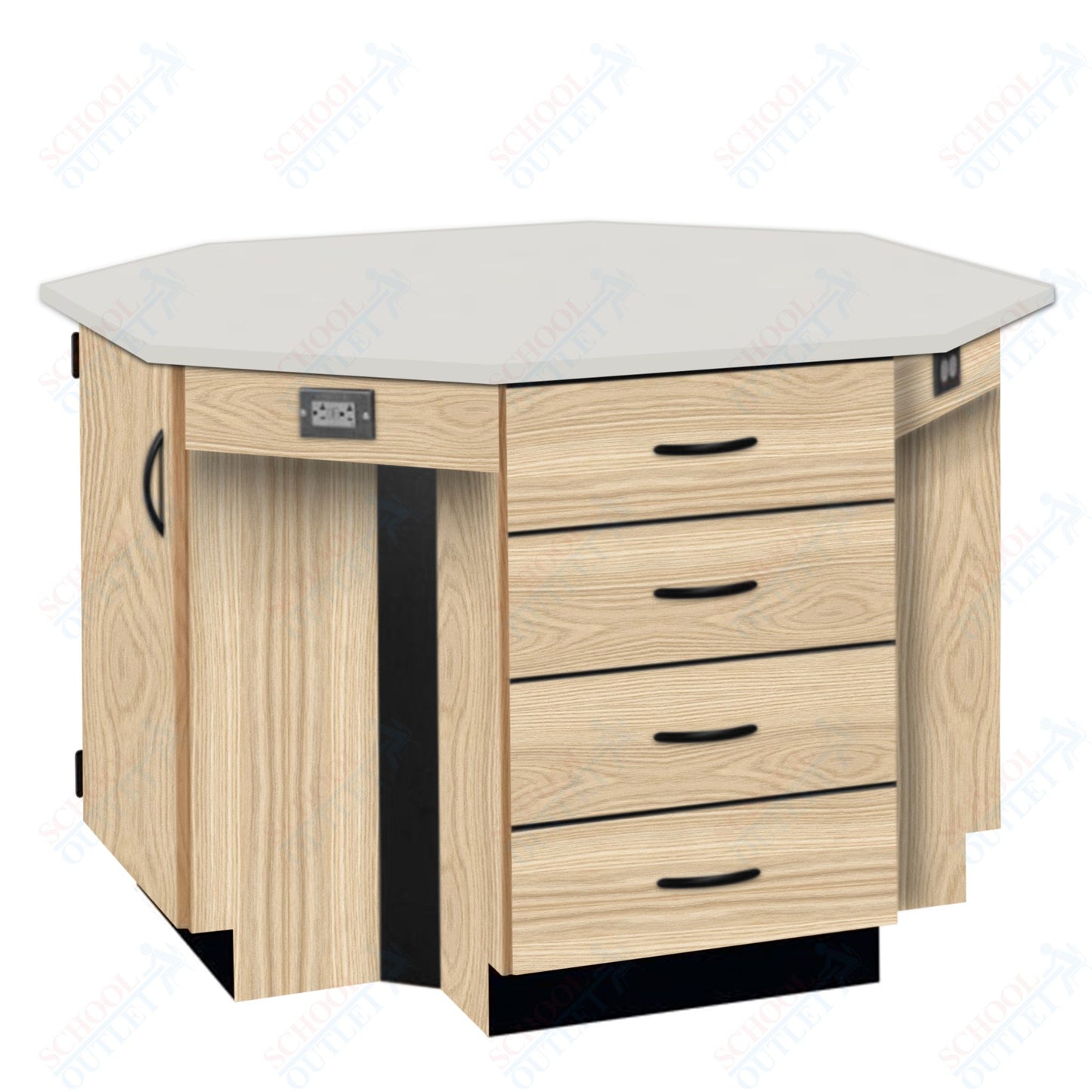 56"W Chemical Resistant Laminate Top Four Student Octagon Island Table (84070 K36 21)