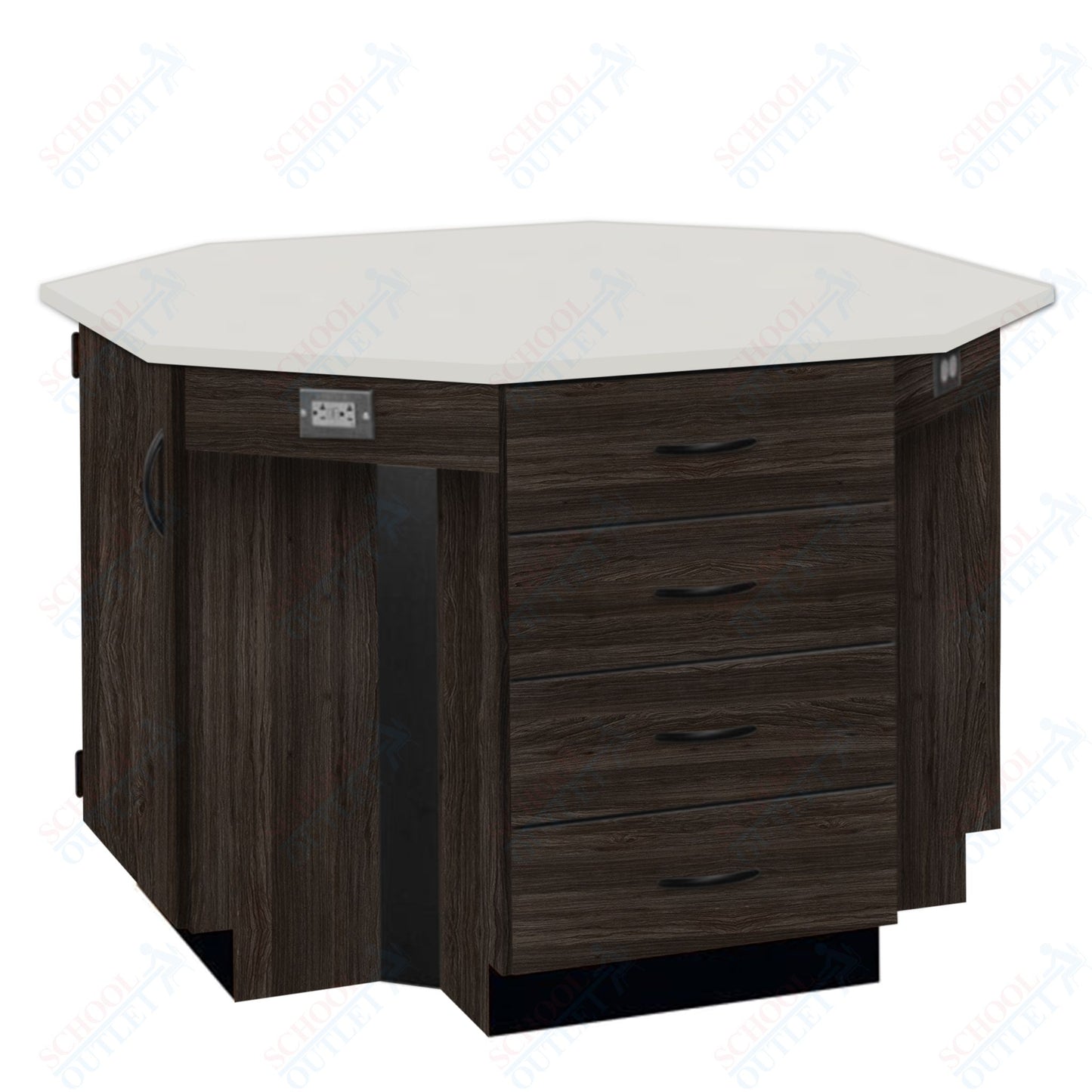 56"W Chemical Resistant Laminate Top Four Student Octagon Island Table (84070 K36 21)