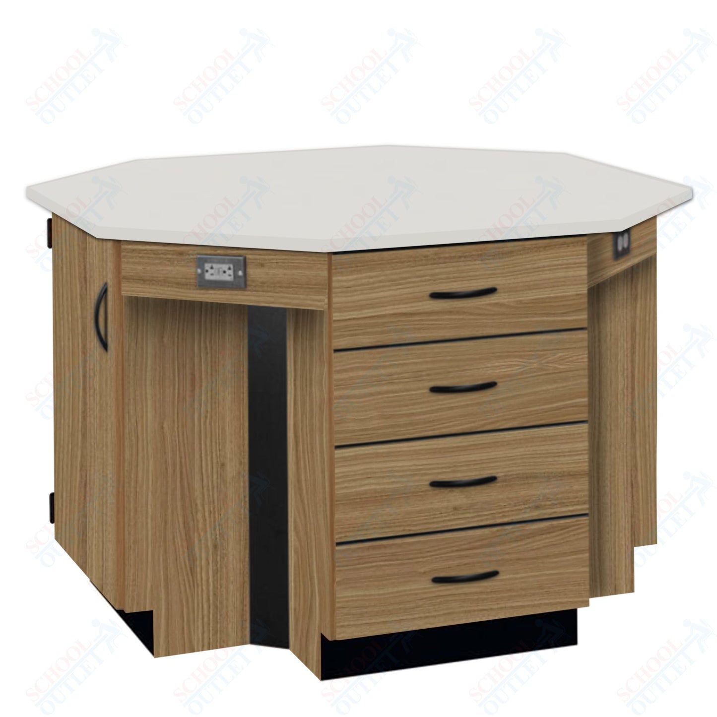 56"W Chemical Resistant Laminate Top Four Student Octagon Island Table (84070 K36 21)