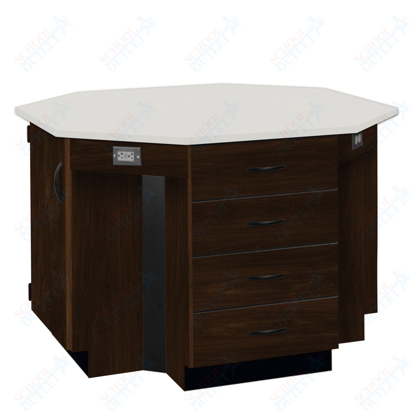 56"W Chemical Resistant Laminate Top Four Student Octagon Island Table (84070 K36 21)