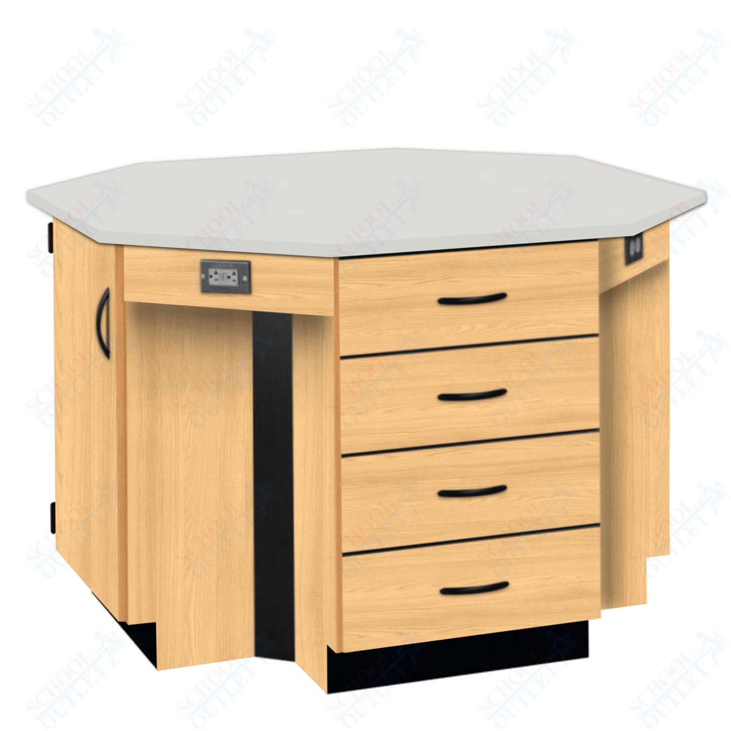 56"W Chemical Resistant Laminate Top Four Student Octagon Island Table (84070 K36 21)