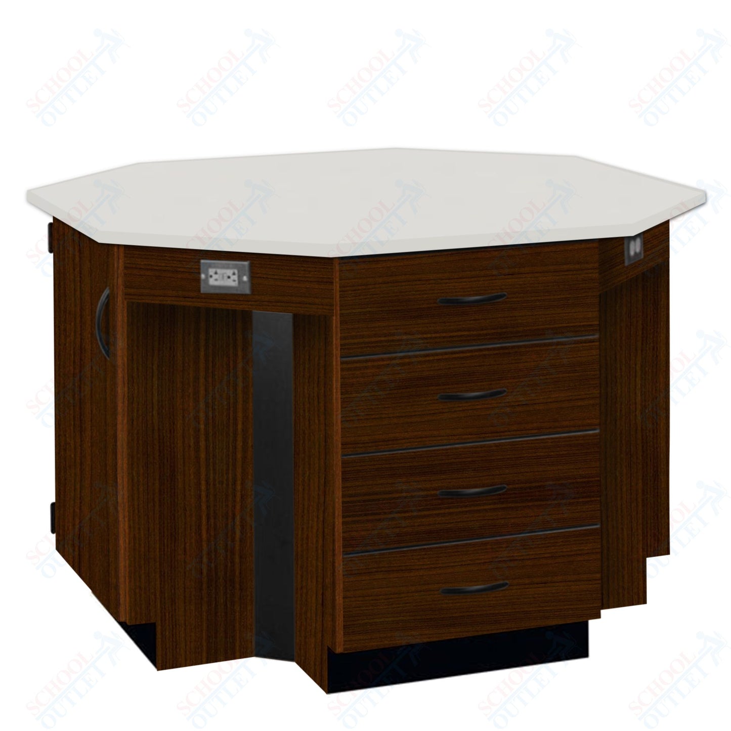 56"W Chemical Resistant Laminate Top Four Student Octagon Island Table (84070 K36 21)