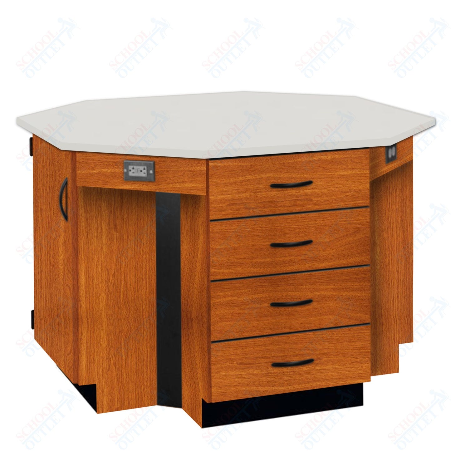 56"W Chemical Resistant Laminate Top Four Student Octagon Island Table (84070 K36 21)