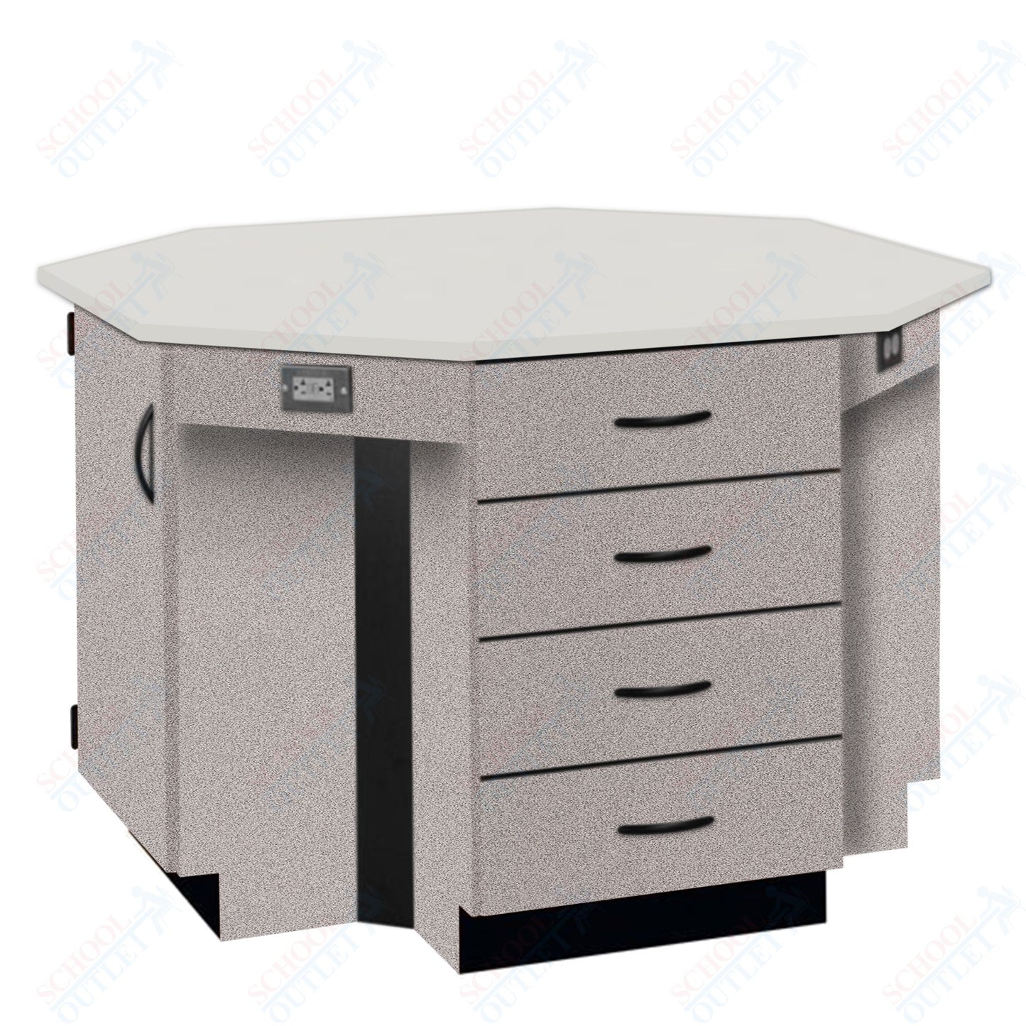 56"W Chemical Resistant Laminate Top Four Student Octagon Island Table (84070 K36 21)