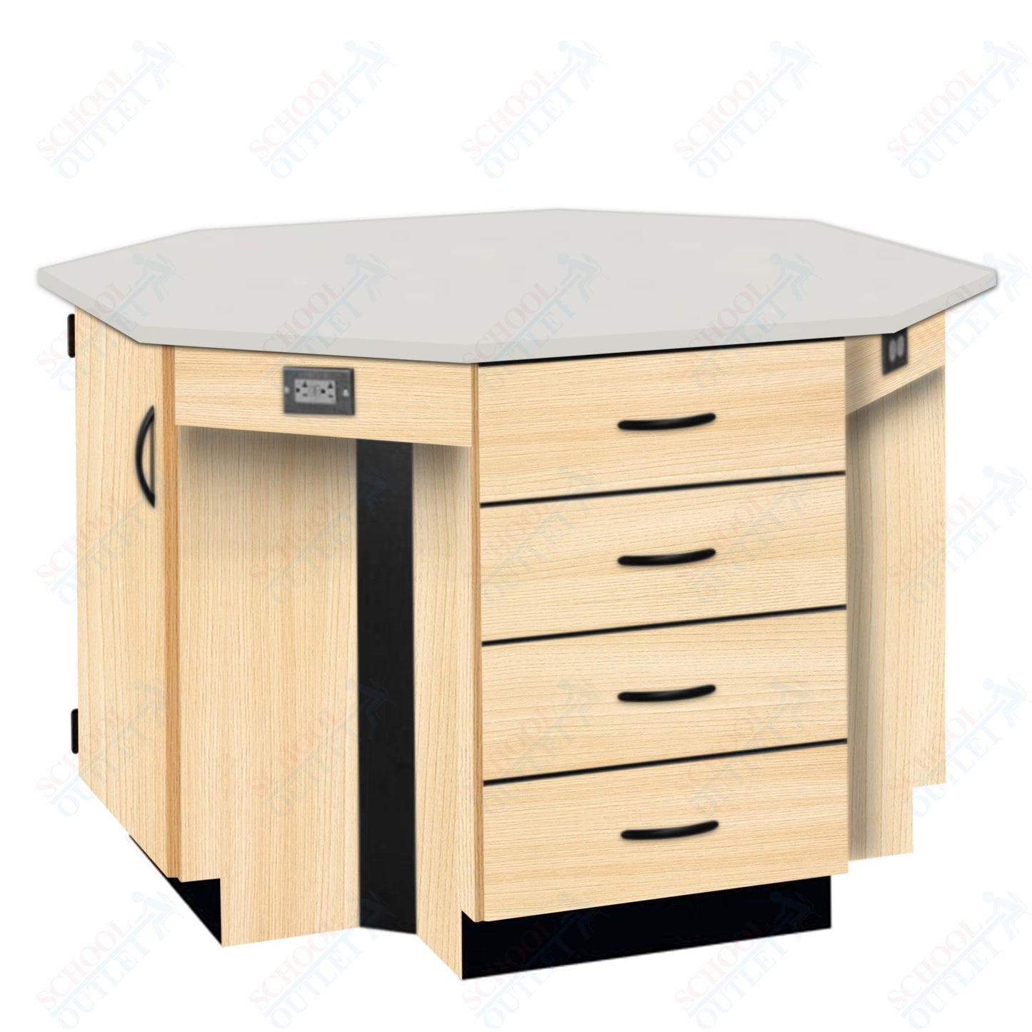 56"W Chemical Resistant Laminate Top Four Student Octagon Island Table (84070 K36 21)