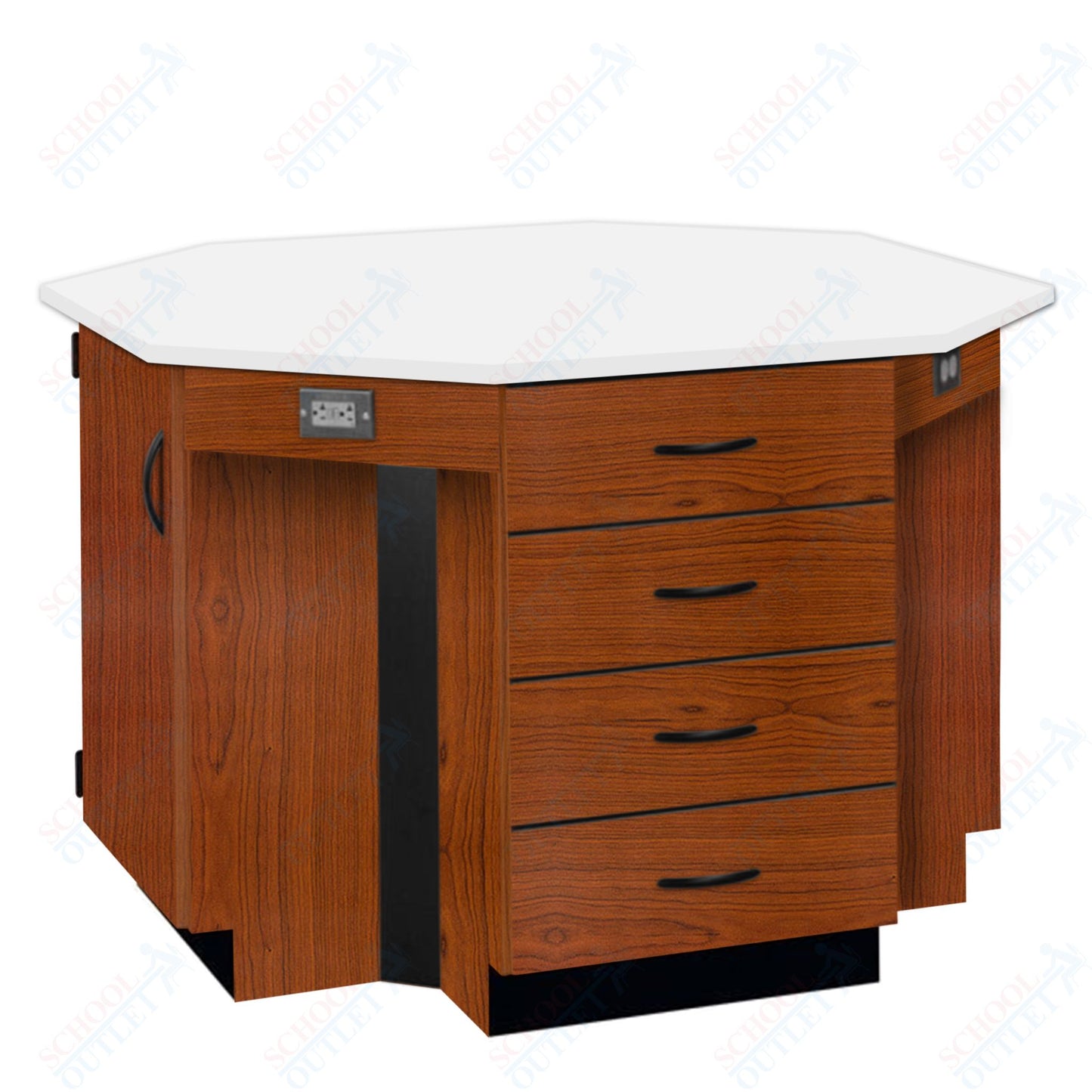 56"W Chemical Resistant Laminate Top Four Student Octagon Island Table (84070 K36 21)