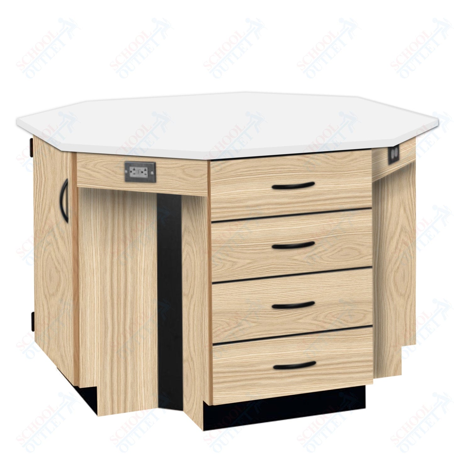 56"W Chemical Resistant Laminate Top Four Student Octagon Island Table (84070 K36 21)