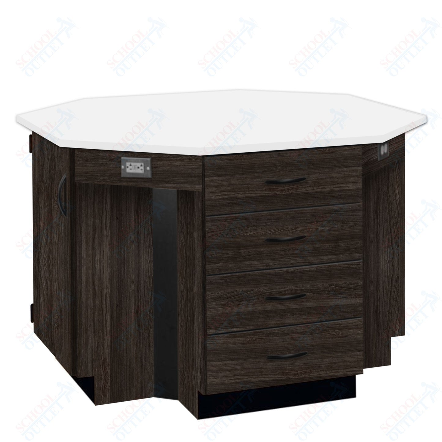 56"W Chemical Resistant Laminate Top Four Student Octagon Island Table (84070 K36 21)