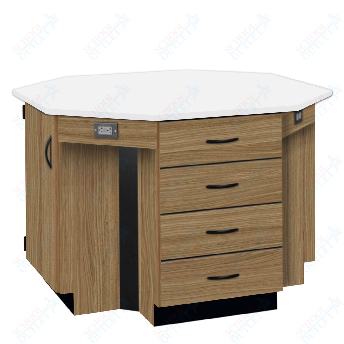 56"W Chemical Resistant Laminate Top Four Student Octagon Island Table (84070 K36 21)