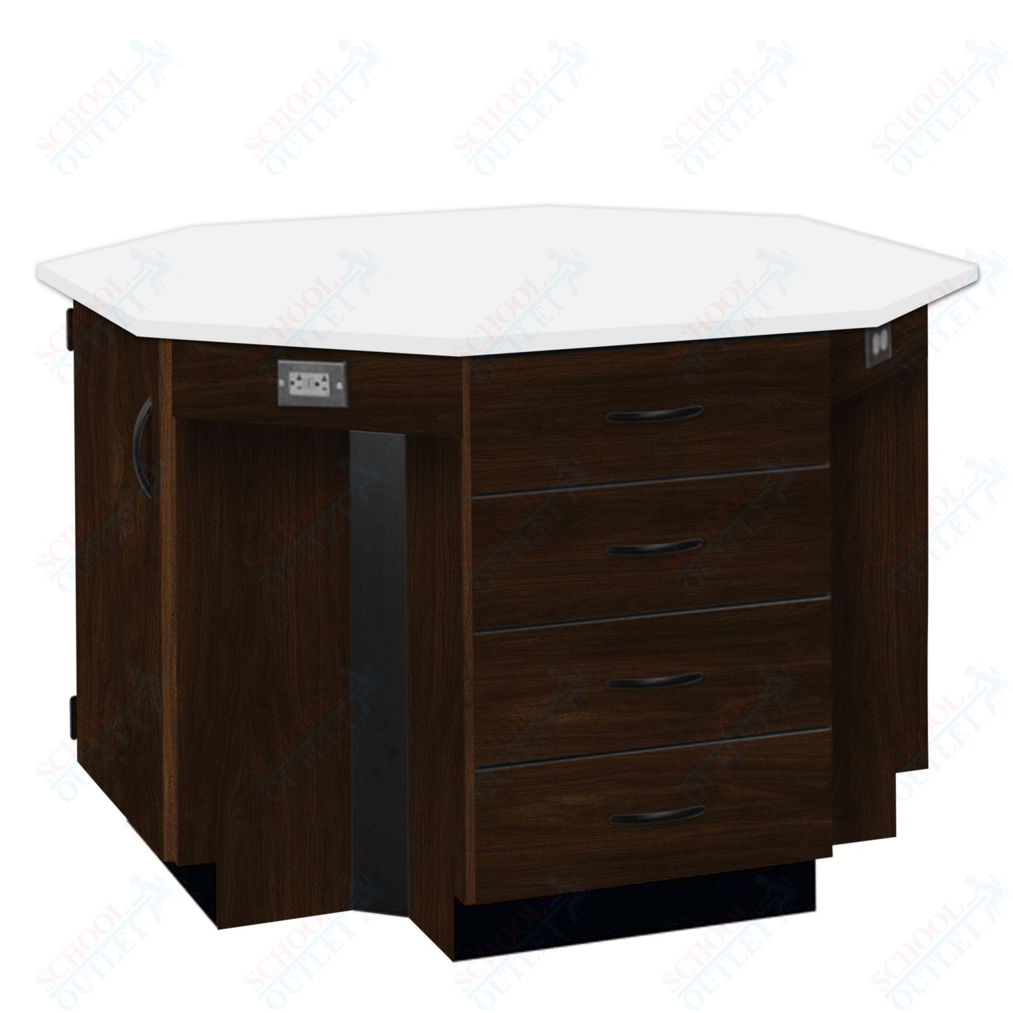 56"W Chemical Resistant Laminate Top Four Student Octagon Island Table (84070 K36 21)