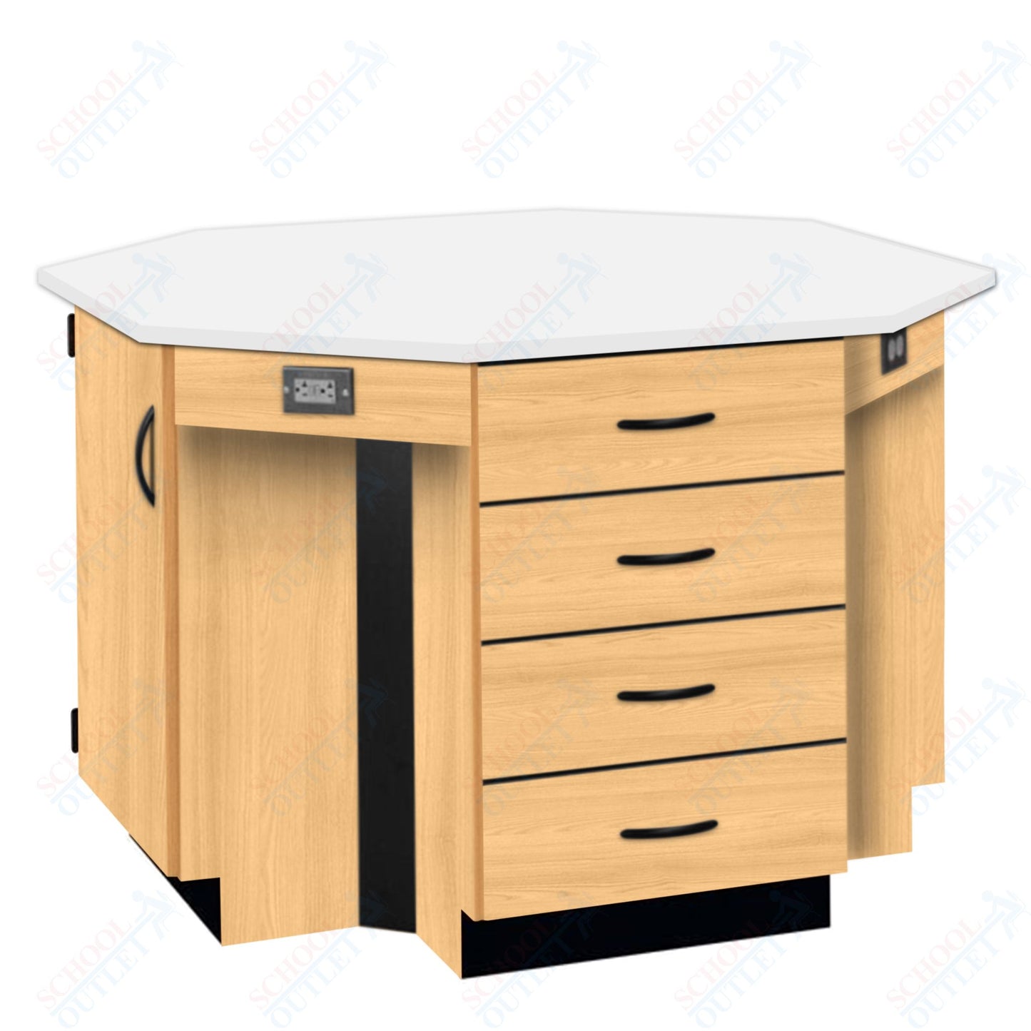 56"W Chemical Resistant Laminate Top Four Student Octagon Island Table (84070 K36 21)