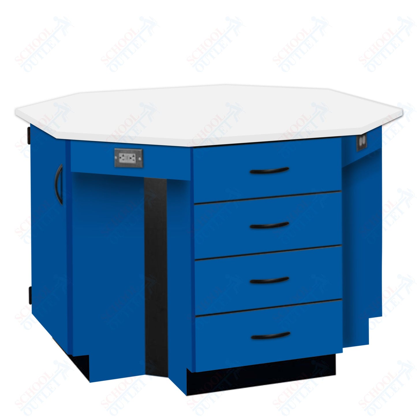 56"W Chemical Resistant Laminate Top Four Student Octagon Island Table (84070 K36 21)