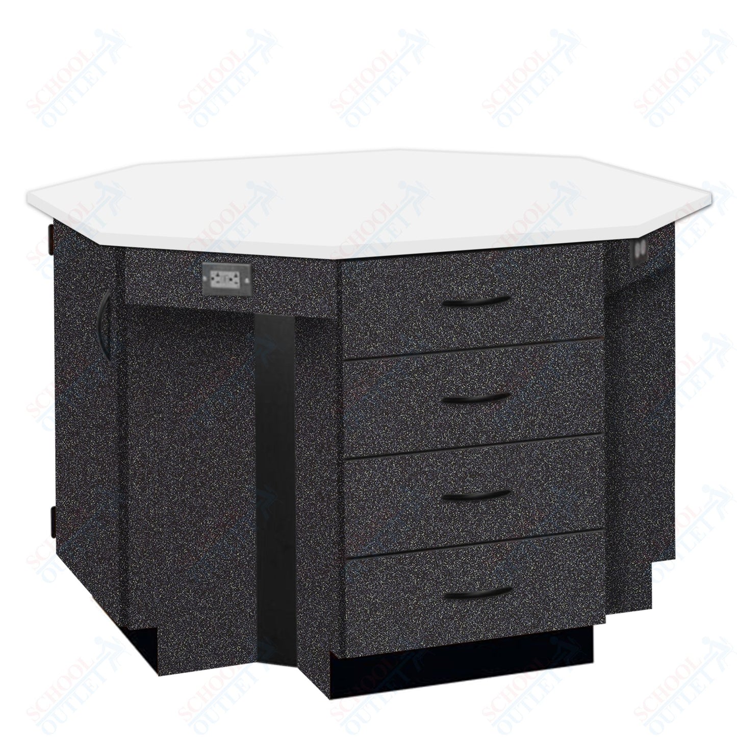 56"W Chemical Resistant Laminate Top Four Student Octagon Island Table (84070 K36 21)