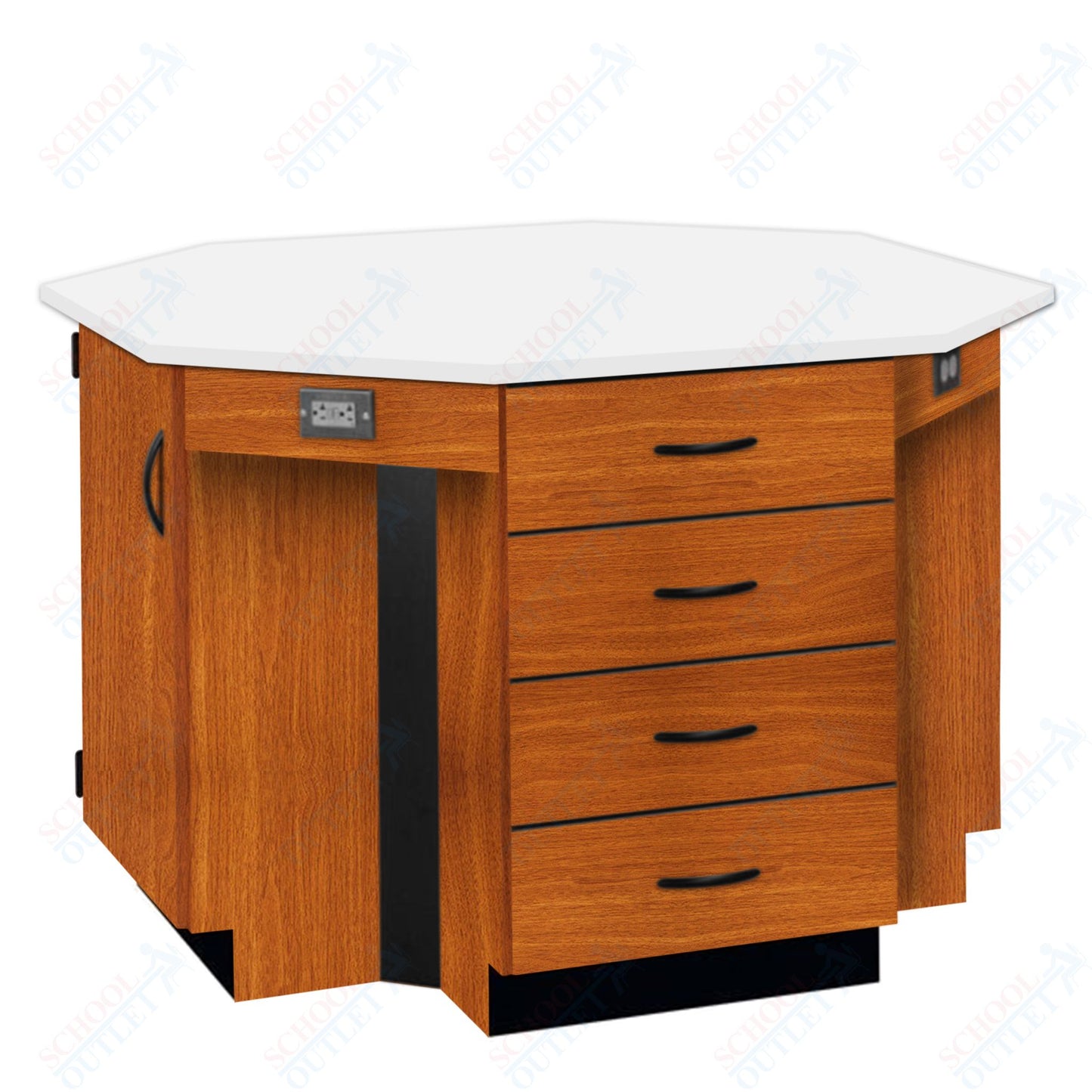 56"W Chemical Resistant Laminate Top Four Student Octagon Island Table (84070 K36 21)