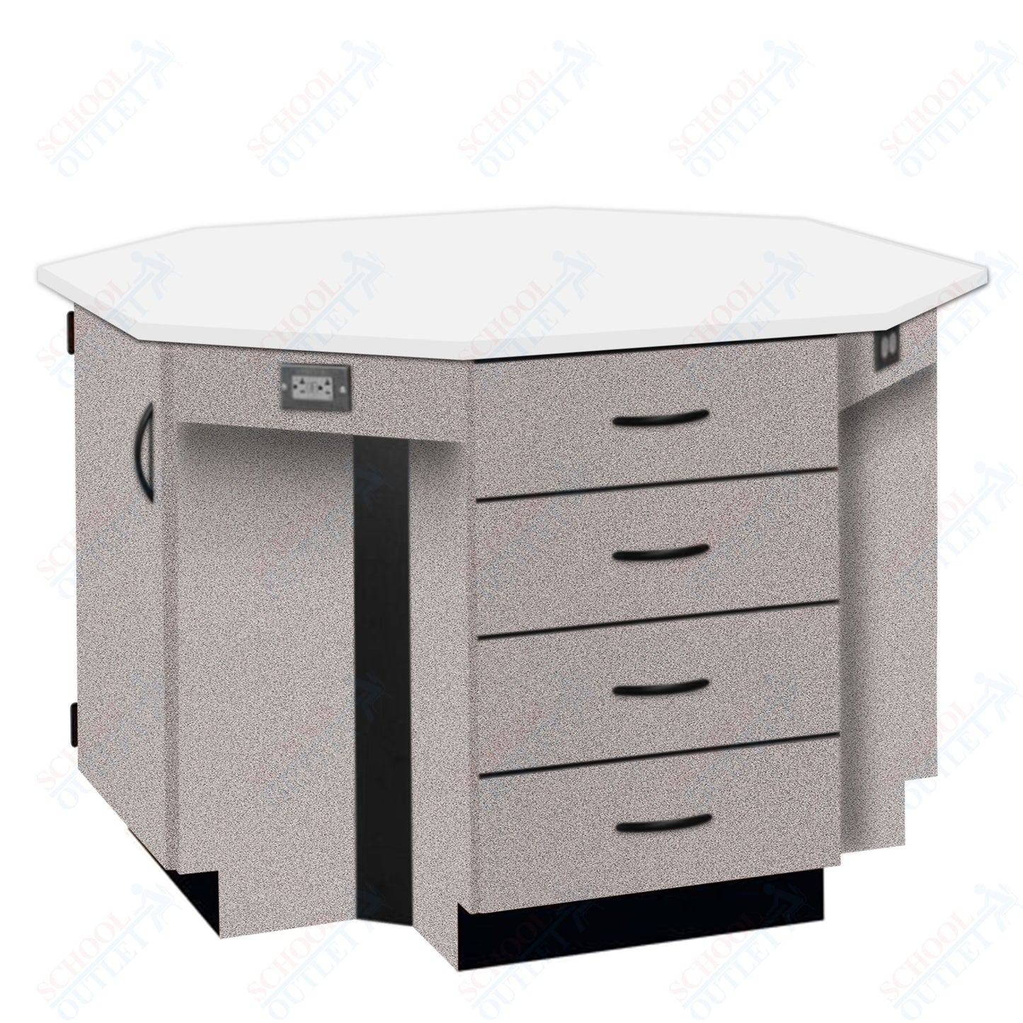 56"W Chemical Resistant Laminate Top Four Student Octagon Island Table (84070 K36 21)